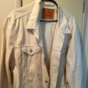 Levis Mens Jacket Levi Strauss & Co Denim Blue Jean  Light Wash XL white